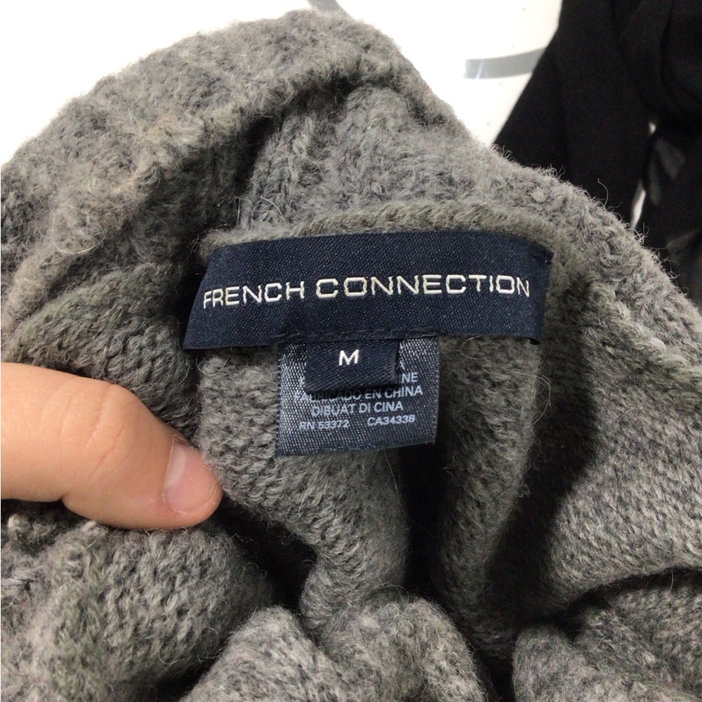 French Connection Grey Ribbed Cable Mock-Neck Dress - Picture 4 of 4